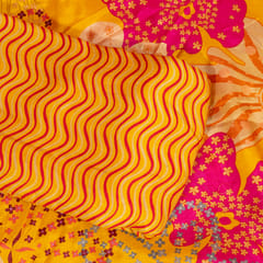 5 Mtr Yellow Color Dola Silk Digital Printed Set