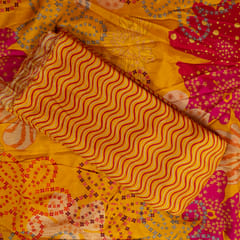 5 Mtr Yellow Color Dola Silk Digital Printed Set