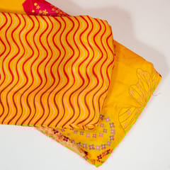 5 Mtr Yellow Color Dola Silk Digital Printed Set