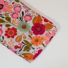 Grey Color Dola Silk Digital Printed Fabric