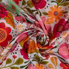 Grey Color Dola Silk Digital Printed Fabric
