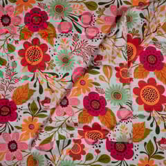 Grey Color Dola Silk Digital Printed Fabric