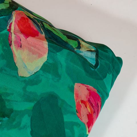 Green Color Viscose Crepe Printed Fabric