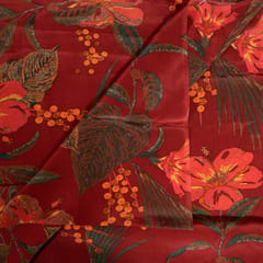 Maroon Color Viscose Crepe Printed Fabric