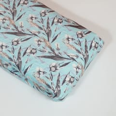 Sky Blue Color Poplin Lycra Printed Fabric