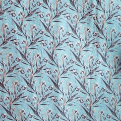 Sky Blue Color Poplin Lycra Printed Fabric