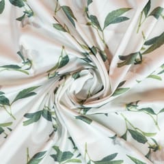 White Color Poplin Lycra Printed Fabric