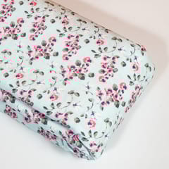 Light Blue Color Poplin Lycra Printed Fabric