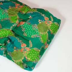 Green Color Jacquard Silk Printed Fabric