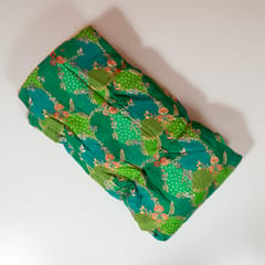 Green Color Jacquard Silk Printed Fabric