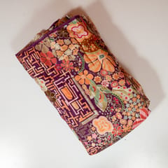 Purple Color Jacquard Silk Printed Fabric