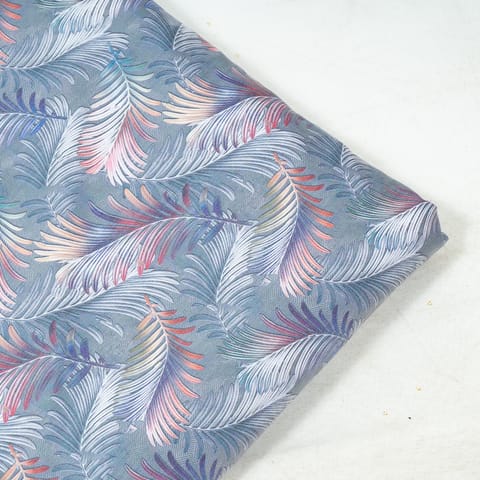 Grey Color Poplin Lycra Printed Fabric