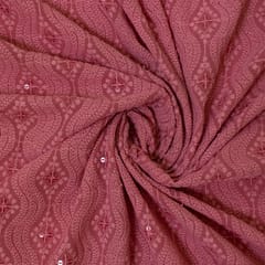 Gajree Color Georgette Chikan Embroidered Fabric