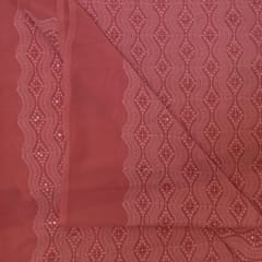 Gajree Color Georgette Chikan Embroidered Fabric