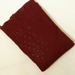 Maroon Color Georgette Chikan Embroidered Fabric