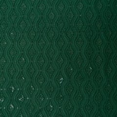 Bottle Green Color Georgette Chikan Embroidered Fabric