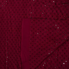 Maroon Color Rayon Chikan Fabric