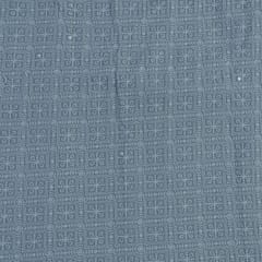 Grey Color Georgette Chikan Embroidered Fabric