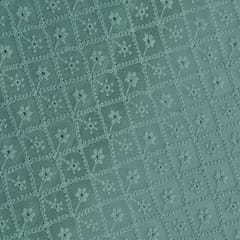 Green Color Georgette Chikan Embroidered Fabric