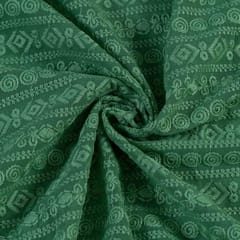 Green Color Georgette Chikan Embroidered Fabric With Sequins