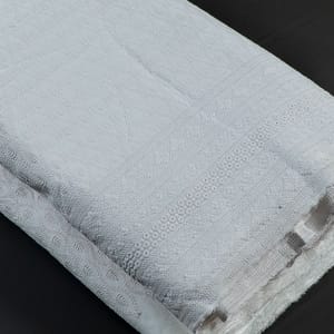 White color Big width Rayon chikan fabric