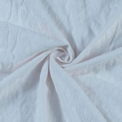 White color Big width Rayon chikan fabric