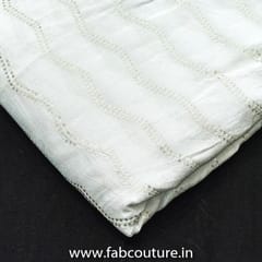 White Muslin Embroidered Fabric