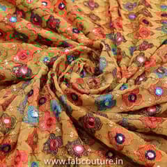 Georgette Thread and Faux Mirror Embroidered Fabric