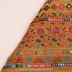 Georgette Thread and Faux Mirror Embroidered Fabric