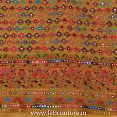 Georgette Thread and Faux Mirror Embroidered Fabric
