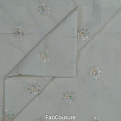 White Dyeable Cotton Embroidered Fabric
