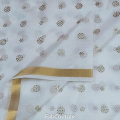 White Dyeable Kota Checks Heat Set. fabric