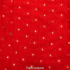 Red Faux Mirror Embroidery Lehanga Set