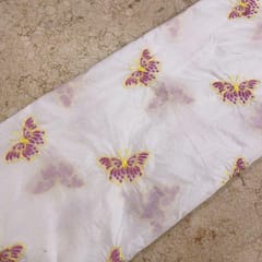 White Colour Chanderi Butterfly Embroidered Fabric