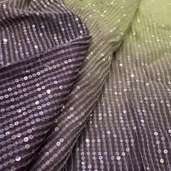 Green Colour Georgette Sequins Shaded Embroidered Fabric