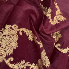 Maroon Colour Katan Silk Zari Jacquard fabric