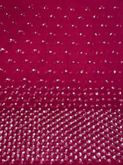 Magenta Colour Net Embroidered Fabric