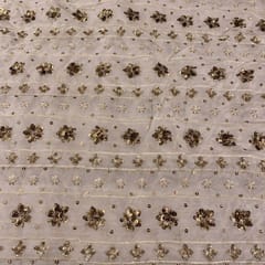 White Uppada Embroidered Fabric