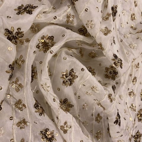 White Upada Embroidered Fabric