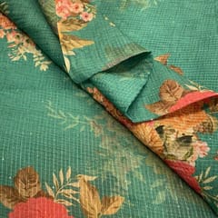 Green Chinon Chiffon Print With Embroidered Fabric