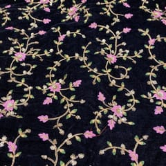 Black Velvet Embroidered Fabric