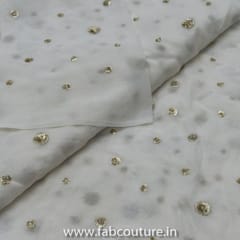 White Georgette Embroidered Fabric
