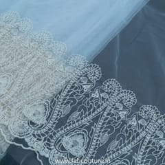 White Dyeable Net Thread Embroidered Fabric