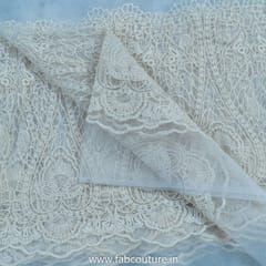 White Dyeable Net Thread Embroidered Fabric