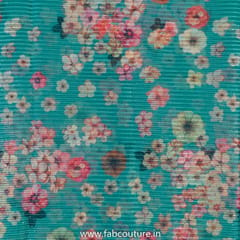 Sea Green Poly Organza Print With Embroidered Fabric