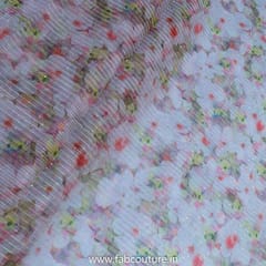 Light Pink Poly Organza Print With Embroidered Fabric