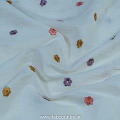 White Cotton Embroidered Fabric