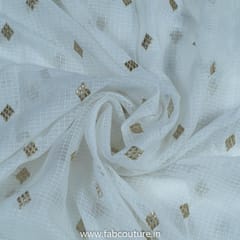 White Dyeable Kota Lurex Embroidered Fabric