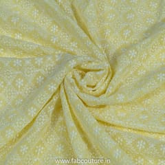 Lemon Color Georgette Embroidered Fabric