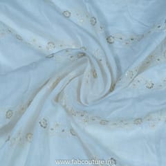 White Dyeable Muslin Embroidered Fabric